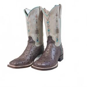 NEW NULL women's arrow feather roper square toe boots in multi